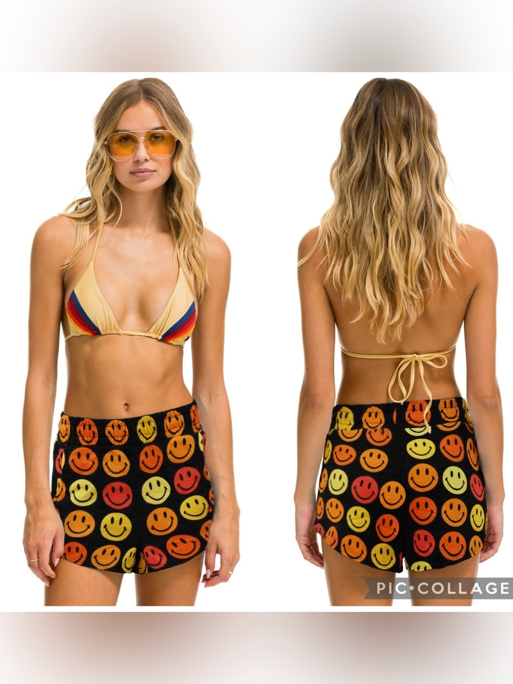 Aviator Nation Smiley Bingo Lounger Shorts Black Multi Size S